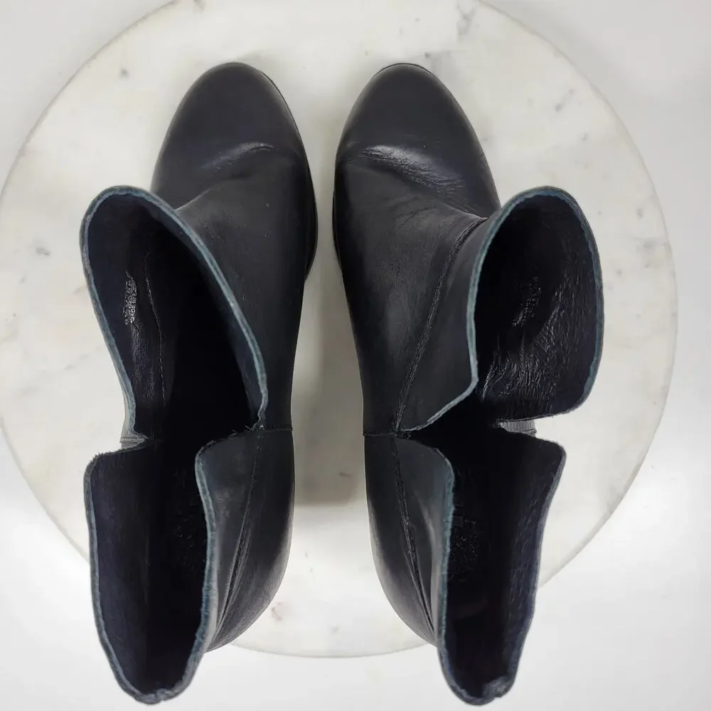 Vince‎ Camuto Helyn Ankle Boots Womens 8.5 Black Soft Leather Pull On Block Heel